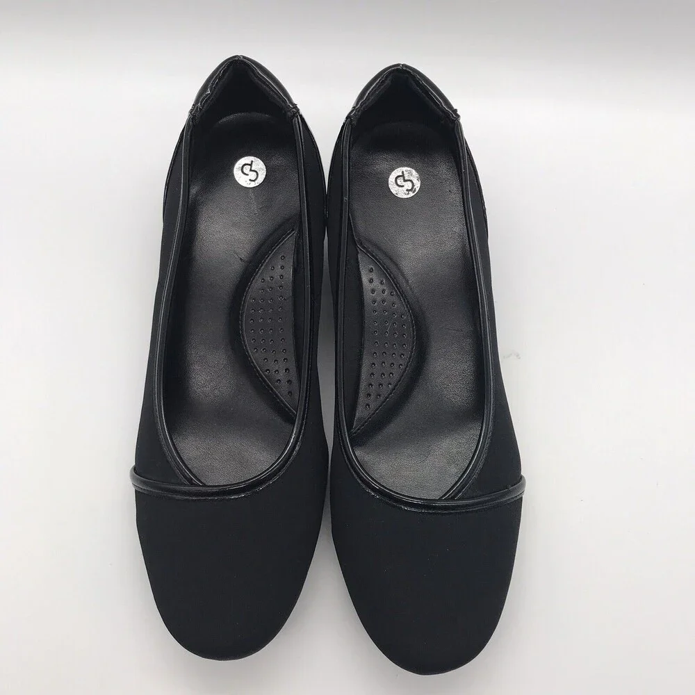 C.P. Company Women's size 9W Black on Black Fabric & Patent Wedge Comfort Shoes